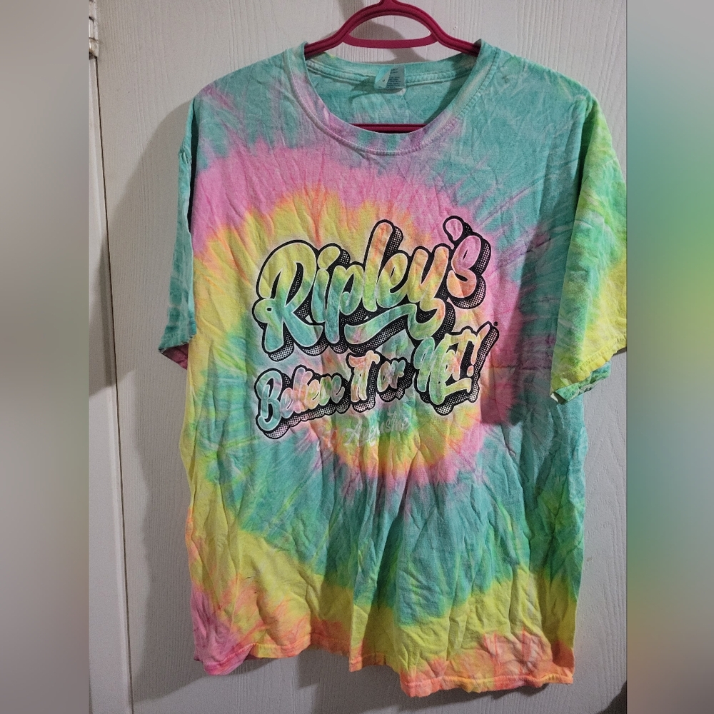 Large Ripley's Believe It Or Not Rainbow Tie Dye Tee Shirt